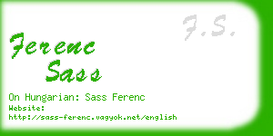 ferenc sass business card